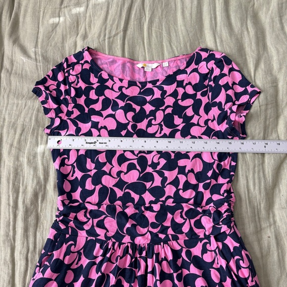 Boden Elisa Empire Dress Women Sz 6L Pink Midi Crewneck Cap sleeve Jersey Preppy - Picture 9 of 10